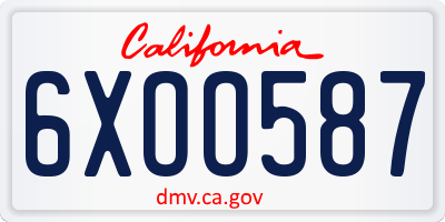 CA license plate 6XOO587