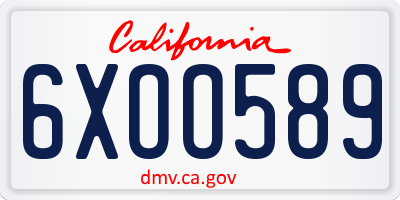 CA license plate 6XOO589