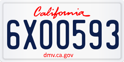CA license plate 6XOO593