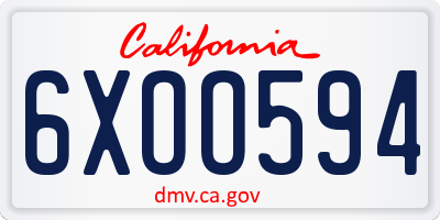 CA license plate 6XOO594