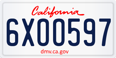 CA license plate 6XOO597