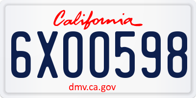 CA license plate 6XOO598