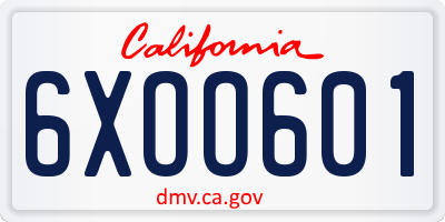 CA license plate 6XOO601