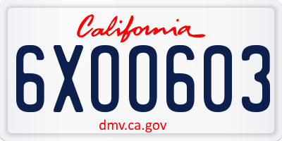 CA license plate 6XOO603