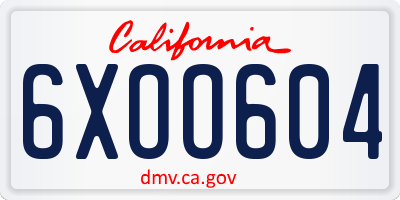 CA license plate 6XOO604