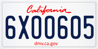 CA license plate 6XOO605