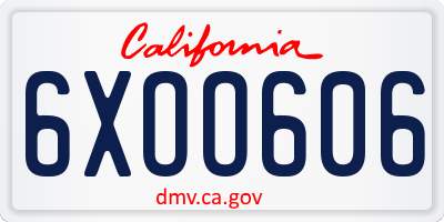 CA license plate 6XOO606