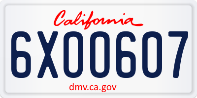 CA license plate 6XOO607