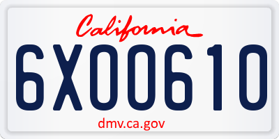 CA license plate 6XOO610