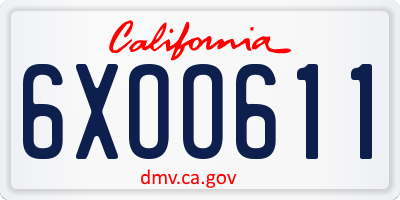 CA license plate 6XOO611