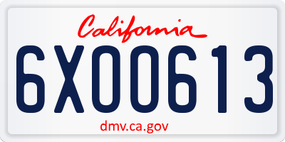 CA license plate 6XOO613