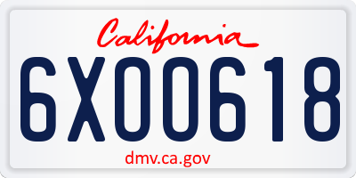 CA license plate 6XOO618
