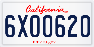 CA license plate 6XOO620