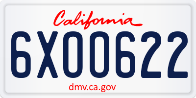 CA license plate 6XOO622