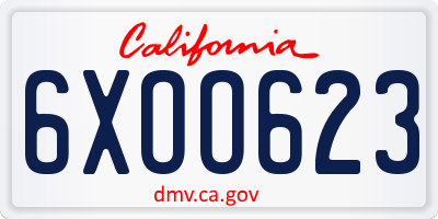 CA license plate 6XOO623