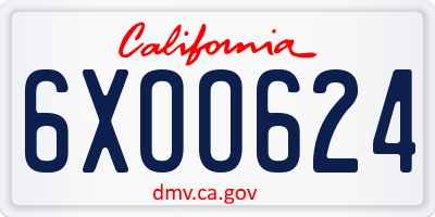 CA license plate 6XOO624