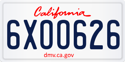 CA license plate 6XOO626
