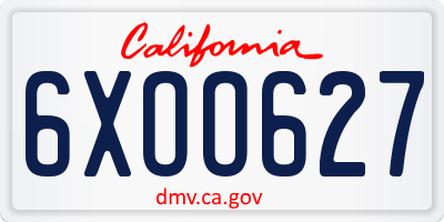 CA license plate 6XOO627
