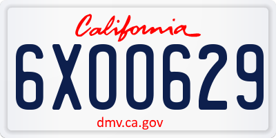 CA license plate 6XOO629