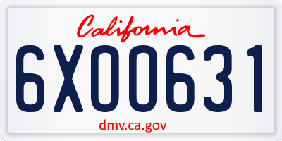 CA license plate 6XOO631
