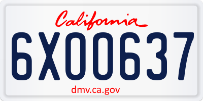 CA license plate 6XOO637
