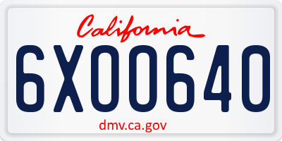 CA license plate 6XOO640