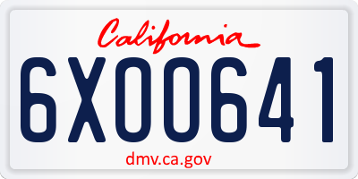 CA license plate 6XOO641