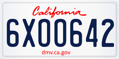 CA license plate 6XOO642