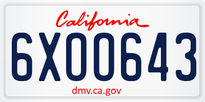 CA license plate 6XOO643