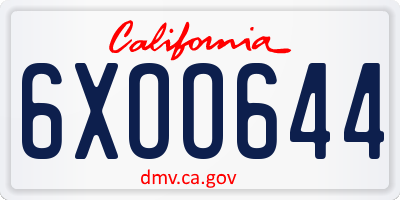 CA license plate 6XOO644