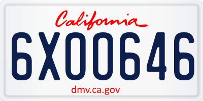 CA license plate 6XOO646