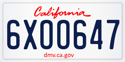 CA license plate 6XOO647