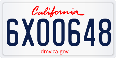 CA license plate 6XOO648