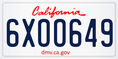 CA license plate 6XOO649