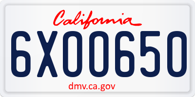 CA license plate 6XOO650