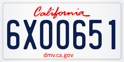 CA license plate 6XOO651