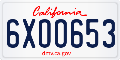 CA license plate 6XOO653