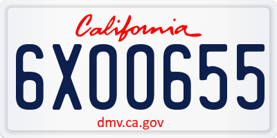 CA license plate 6XOO655