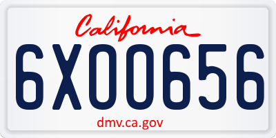 CA license plate 6XOO656