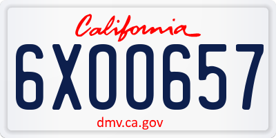 CA license plate 6XOO657
