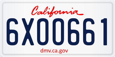 CA license plate 6XOO661