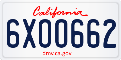 CA license plate 6XOO662