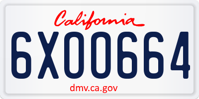 CA license plate 6XOO664
