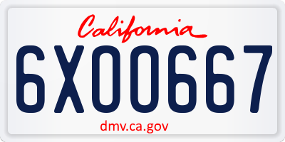 CA license plate 6XOO667