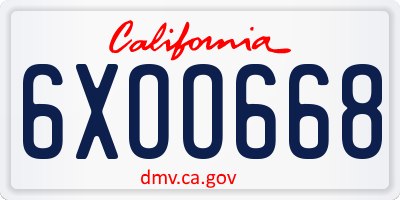 CA license plate 6XOO668