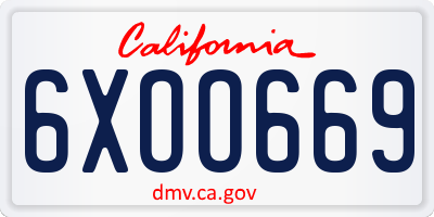 CA license plate 6XOO669