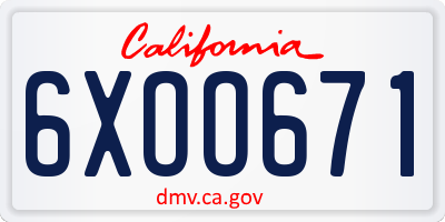 CA license plate 6XOO671
