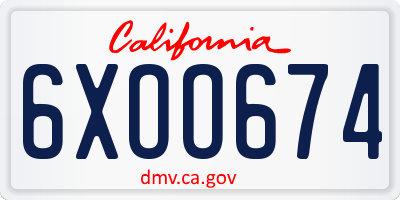 CA license plate 6XOO674
