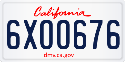 CA license plate 6XOO676