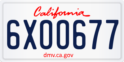CA license plate 6XOO677